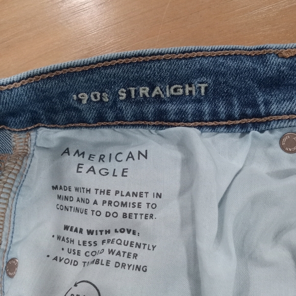 American Eagle 90s Straight Stretch Jeans EUC Medium Blue - Picture 6 of 7